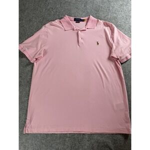 Polo Ralph Lauren Mens Medium Pink Classic Fit Short Sleeve Polo Golf Shirt